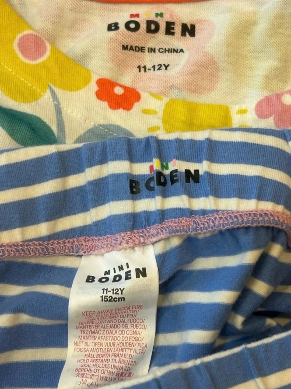 Mini Boden Floral Tunic and Blue Stripe Leggings Set - Multicolor & Blue 11-12Y